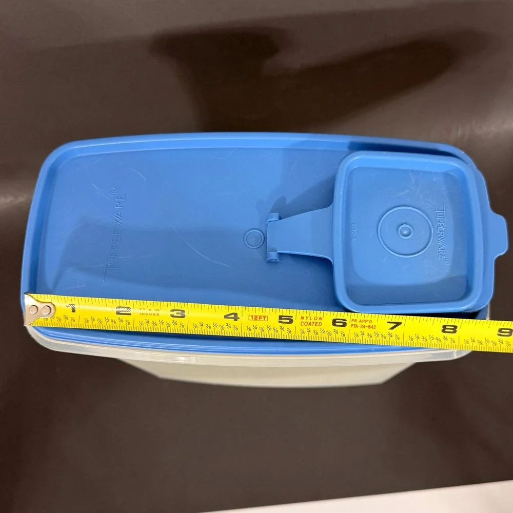Tupperware Modular Mates Super Oval 4 Blue Flip Top Lid Clear 16.5 Cup Container